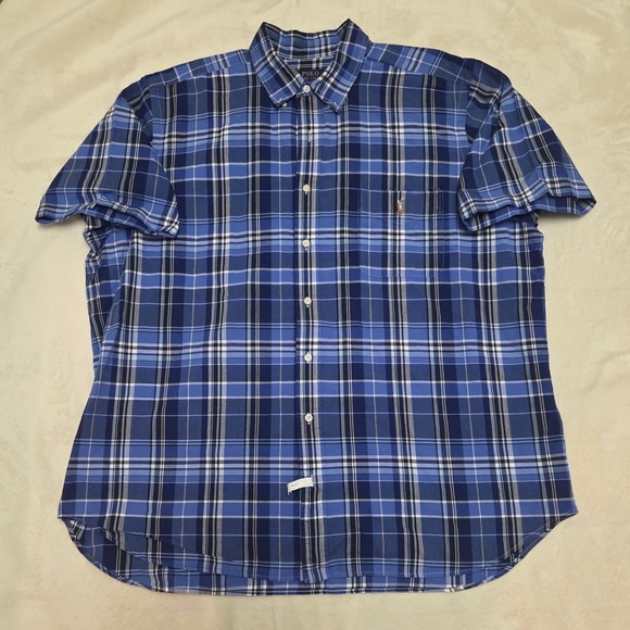 Polo Ralph Lauren Other - POLO RALPH LAUREN MENS SHORT SLEEVE BLUE PLAID OXFORD SHIRT SIZE 2XB